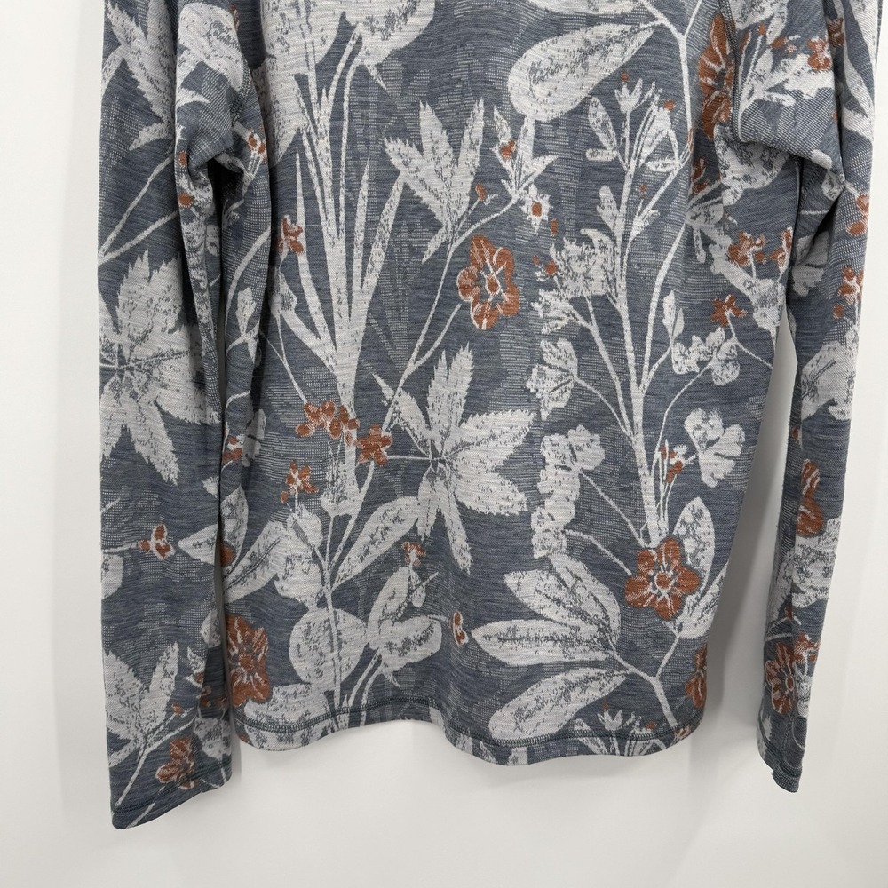 Smart Wool Top Shirt Womens 2X Gray Floral Raglan Long Sleeve Relaxed - Picture 5 of 10